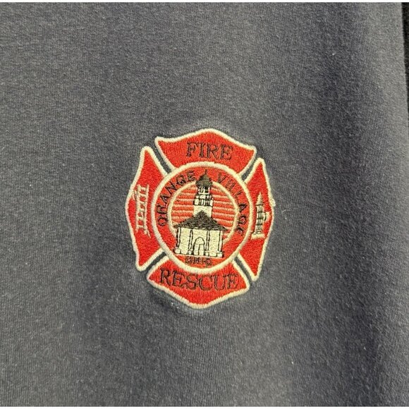 Vintage Fire Dept Sweatshirt Mens 2XL Blue Embroidered Orange Valley - Picture 4 of 7